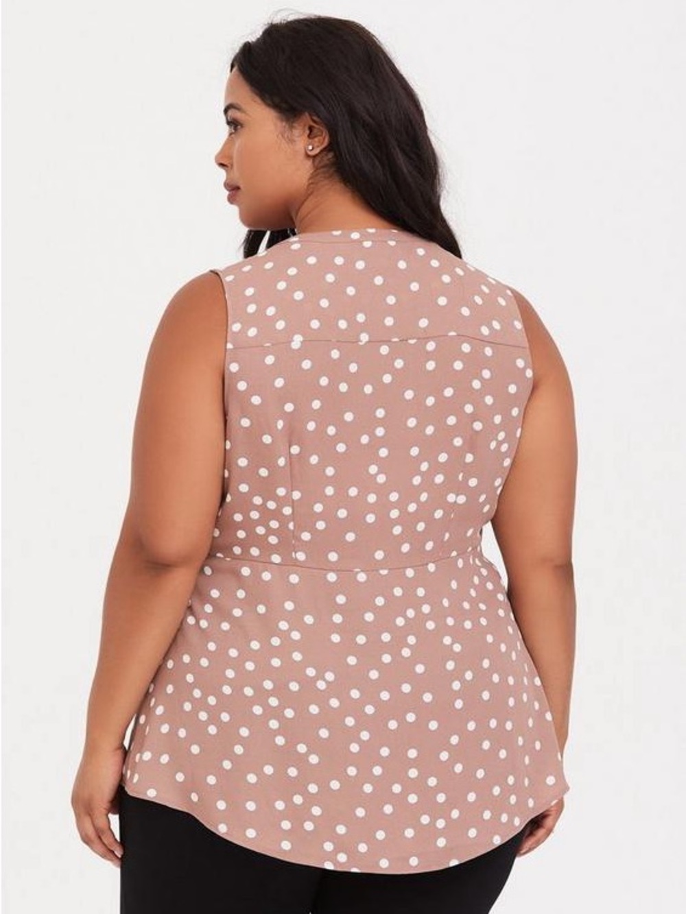 Torrid Peplum Georgette Button-Front Tie-Front Blouse Brown and Cream Size 1X - Picture 4 of 12